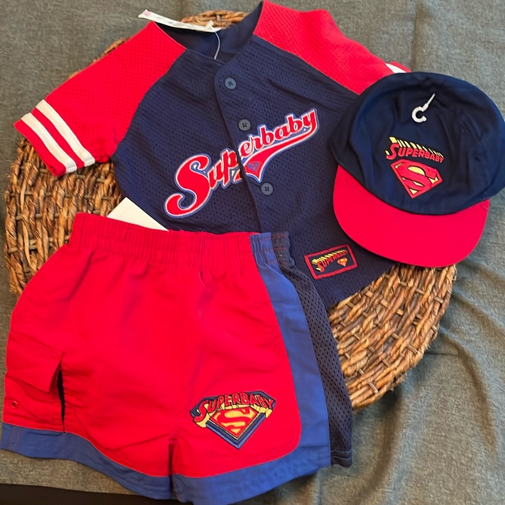 Super Baby T-shirt, Shorts, and Hat Set
